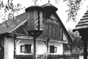 Přerov nad Labem čp. 19, okres Nymburk, Staročeská chalupa. Foto R. Tykal, 1984.