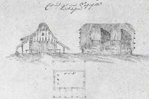 Pravděpodobně Jöndlův variantní plán Rybářské chýše z kačinské obory, kolem r. 1814
